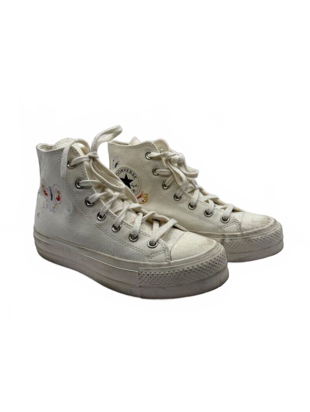 Converse All Star High-Tops with Butterfly Embroidery - Y2K Cream Canvas | 9M